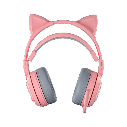 Glowing Cat Ears Wired Computer PS4 Gaming Headset Pink Gaming Headset - USB Wired Kitten Headphones for PC/MAC/PS4/PS5 med Surround Sound Noise Ca