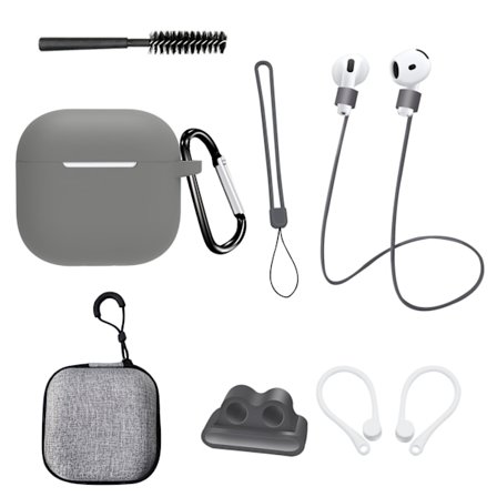 AirPods 4. sukupolven 8-osainen setti tummanharmaana