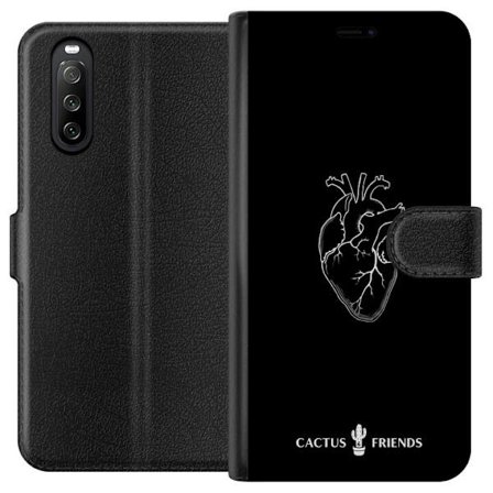 Kompatibelt Lommeboketui til Sony Sony Xperia 10 III Kaktus og Venner - Midnatt Anatomisk Hjerte