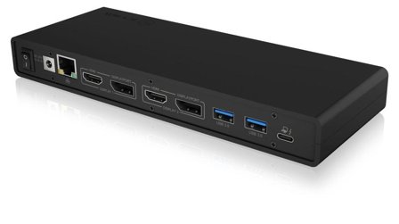 ICY BOX IB-DK2245AC - dokkingstasjon - USB-C / Thunderbolt 3 - 2 x HDMI, 2 x DP - 1GbE