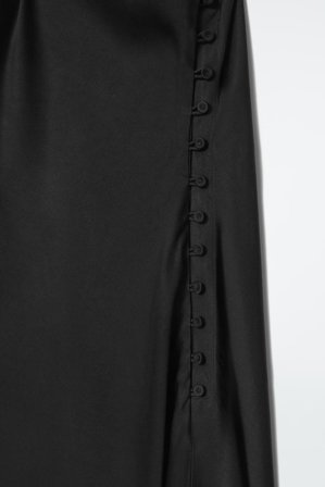 COS Women's Abito In Raso Con Taglio Di Sbieco E Increspatura in Nero