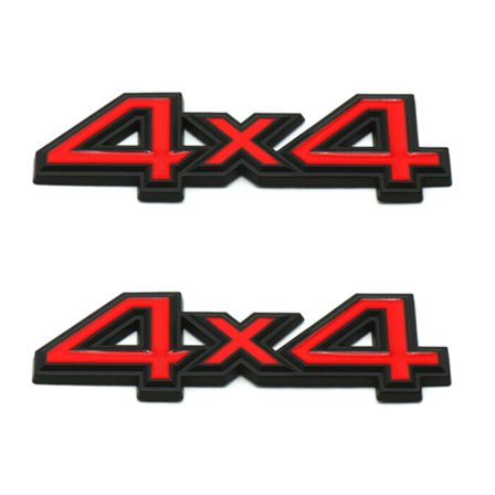 2 stk Metall Svart Rød 4WD 4x4 Bil Bakluke Emblem