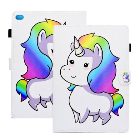 iPad 9.7 (2018)/9.7 (2017)/Air 2/Air 1 Skyddsfodral i PU läder stående med gulligt mönster - Bedårande enhörning