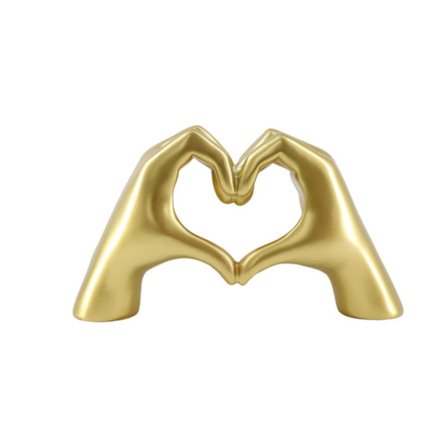 Guld Hjerte Hænder Skulptur Resin Statue – Moderne Nordisk Kunst Hånd Gestus Ornamenter til Boligindretning, Skrivebordsdekoration Accent til Stue, 