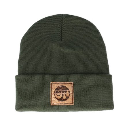 Bearded Man - Vert cuff Bonnet - Sunset Logo Patch Olive Green Beanie @ Hatstore