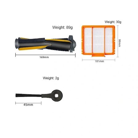 Hovedbørste, sidebørste, mopp for AV2001WD RV2001WD RV2002WD robotstøvsuger tilbehør del