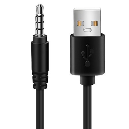 3,5 mm AUX lydkontakt til USB 2.0 hannkontakt ladekabel adapterledning for bil MP3