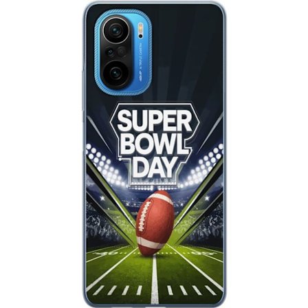Yhteensopiva Puhelinkuori Xiaomi Poco F3 Super Bowl Day juliste, jossa amerikkalainen jalkapallo valaistuksella varustetulla areenalla dramaattisessa