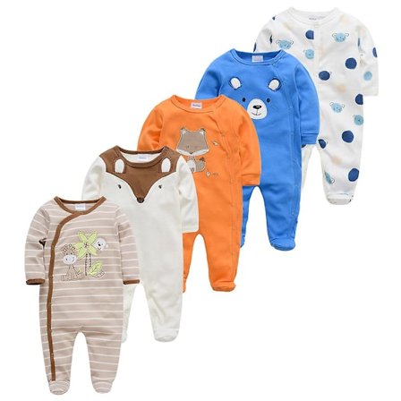 Spring Baby Pyjamas Flickor Pojkar Jumpsuit 100% Bomull Andningsbar Mjuk Jumpsuit Grå