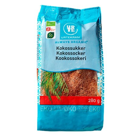 Urtekram Kokossukker Ø 280 g, Helse & Madvarer, Sukker & Sødemidler, Sødemidler