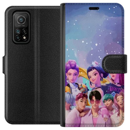 Yhteensopiva Lompakkokotelo Xiaomi Xiaomi Mi 10T Pro 5G HuntrX Collab motiivi, jossa KPop-inspiroituneet tytöt ja pojat värikkäässä futuristisess