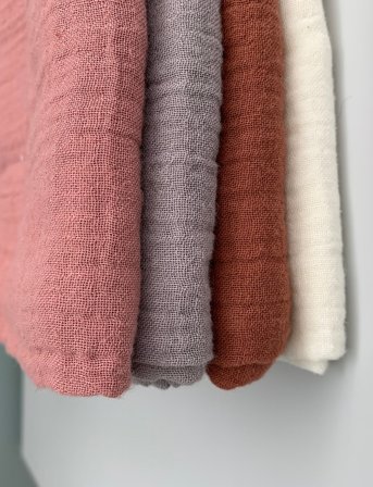 Rätt Start Tax Eco, Muslinblanket, 4 Pcs, Brick/Rose - Pink - ONE SIZE