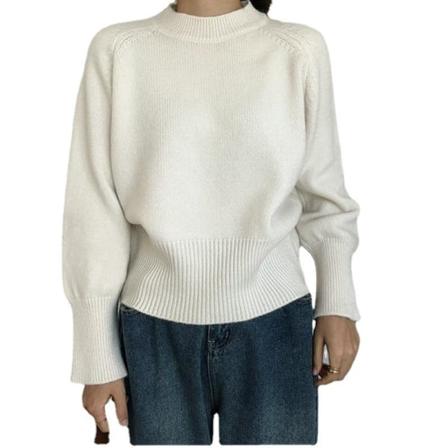 Dam Casual Mjuk Crewneck Tröja Enfärgad Pullover Lätt Kabel Stickad Jumper Toppar