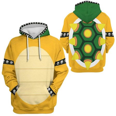 Cartoon Bowser 3D Print Oversized Dame/Herre Hoodie Sweatshirt Y2K Streetwear Hip Hop Pullover Hættetrøje Cosplay Kostume -a