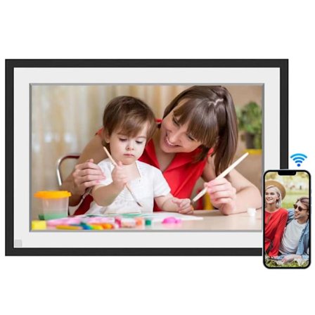 VEANXIN 10,1-tommers digital fotoramme, 1280x800 IPS LCD-berøringsskærm, 32 GB indbygget hukommelse - Sort