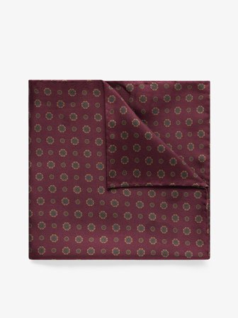 John Henric Men's Burgunderrotes Paisley Einstecktuch Size Onesize