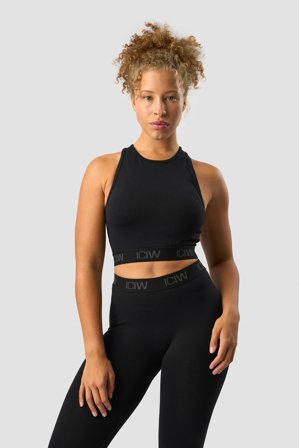ICANIWILL - Define Seamless Logo Cropped Tank Top Black - Träningslinne - Dam - Träningskläder från ICIW