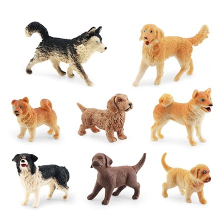 Mini Hundefigurer, 8 stk. Realistisk Hvalpefigurer Legesæt Hundefigurer Legetøjssæt