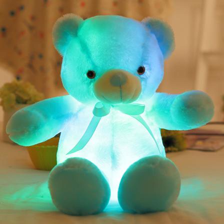 30 cm LED bamse udstoppede dyr Plyslegetøj Farverigt glødende Blue