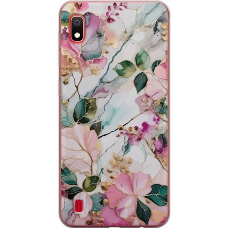 Kompatibel Mobilcover til Samsung Galaxy A10 Abstrakt marmormønster med blomster, blade og gyldne detaljer i bløde pastelfarver