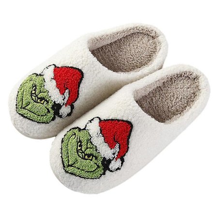 Dame Herre Jul Grinch Tøfler Innendørs Myke Varme Bomulls Tøfler Soverom Tøfler Hus Tøfler Koselige Fluffy Høst Vinter Hjemme Tøfler