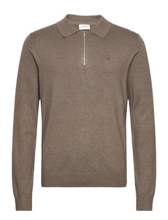 Ecovero L/S Zip Polo Brown Lindbergh