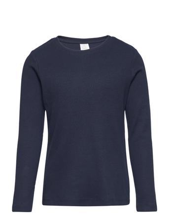 Top L S Basic Rib T-shirts Long-sleeved T-shirts Blå Lindex