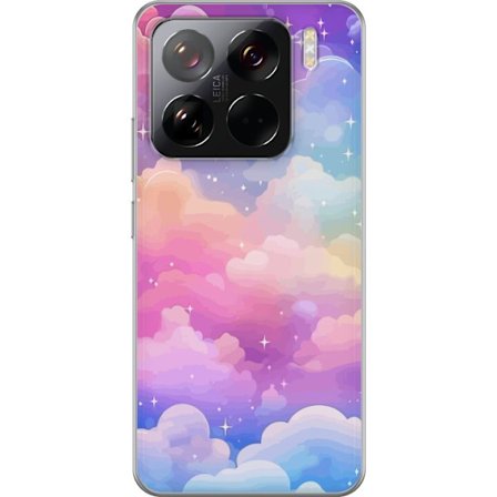 Kompatibelt Mobildeksel til Xiaomi 15 Pro Søt enhjørning med regnbuefarget hår mot en stjernebelagt pastellbakgrunn i kawaii-stil