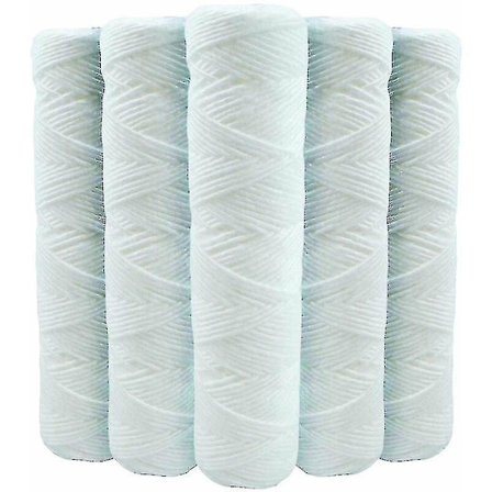 Sett med 5 spiralfiltre for vann, anti-sediment, 9 3/4 tommer - 5 mikron, kompatibel med 10 tommer
