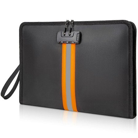 Brannsikker Dokumentveske med Lås, 33x23,4 cm Brannsikker Pengeveske, med Glidelås og Lås, Egnet for Nettbrett, A4-Dokumenter