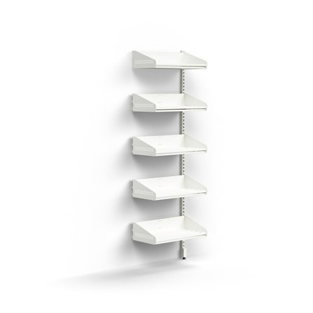 Garderobenelement ENTRY mit 5 Schuhablagen, Anbaumodul, wandhängend, 1800 x 600 x 300 mm, weiß