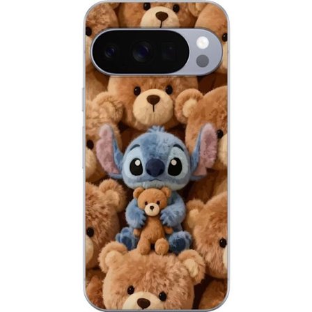 Kompatibel Mobilcover til Google Pixel 10 Pro Stitch omgivet af brune teddybjørne med en lille teddybjørn i armene i en sød og hyggelig kawaii-design