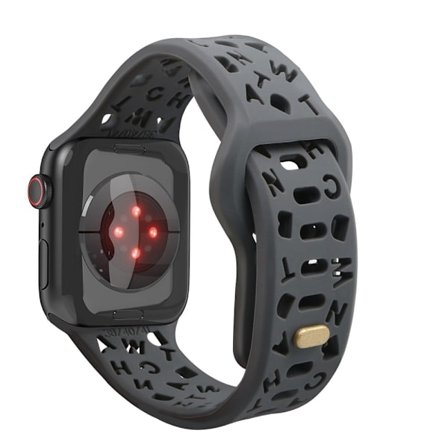 Apple Watch Series 8 (45mm) / Watch Ultra klockarmband i silikon med ihålig bokstav - Mörkgrå