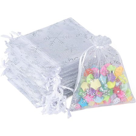 Organzapåsar Lavendel Organzapåsar 9x12CM Jul Organzapåsar med Snöflingor, för Bröllopsgåvor och Smycken Godis