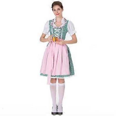 Dame Oktoberfest Kostume Tysk Dirndl Kjole Kostume Kjole Bayersk Karneval Party (L Grøn)