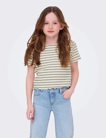 Kids Only Koganits Life S/S Cropped Top Jrs - Cream - 158-164