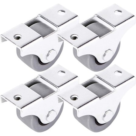 (Pakke med 4) 25mm Gummihjulsett Plast Svingbare Dobbelthjul Metall med Plate Møbler Apparater og Utstyr Små Minihjul