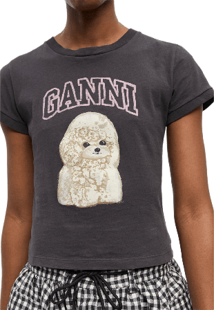GANNI Basic Cotton Jersey Poodle Baby Fit T-shirt T-shirts Dam Svart M