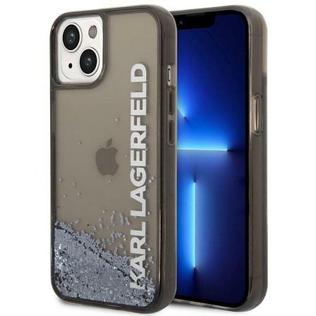 Karl Lagerfeld Liquid Glitter Elong tapauksessa iPhone 14 Plus - musta