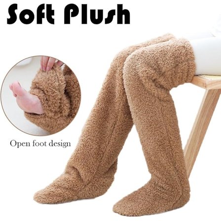 Teddy Legs Pitkät Sukat - Teddy Legs Sukat, Polven Yläpuoliset Karvaiset Jalkalämmittimet Hauskat Karvaiset Pitkät Talvisukat