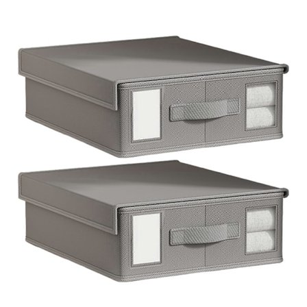 2/3 stk. Opbevaringsboks til sengetøj med synligt vindue og håndtag, stor kapacitet, lynlås, arkorganisator til alle arkstørrelser, foldbar 