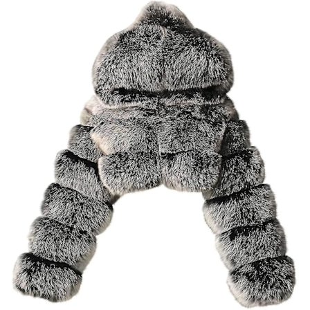 Kunstpelsjakke til kvinder med hætte - Korte, bløde boblerjakker i fleece - Varme jakker i plusstørrelser - Vinterjakker til kvinder