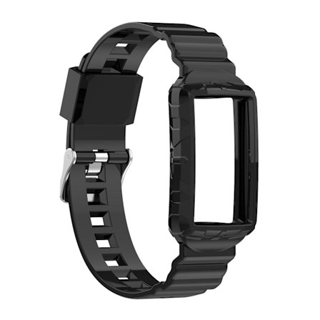 Svart Svart Silikon One Body Armor Klockarmband kompatibelt med Fitbit Charge 4 Se kompatibelt med Fitbit Charge 4 Se