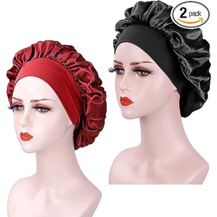 2 stk. satin nat-hårhætte, silke nat-hårhætte til kvinder