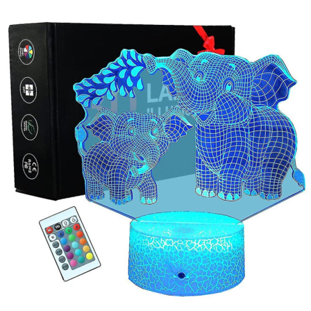 Elefant 3d nattlys for barn 3d lampe med 16 farger skiftende fjernkontroll Elefantleker 10 9 3 5 2 8 1 7 6 4 år gamle jenter kvinner baby gutter gave