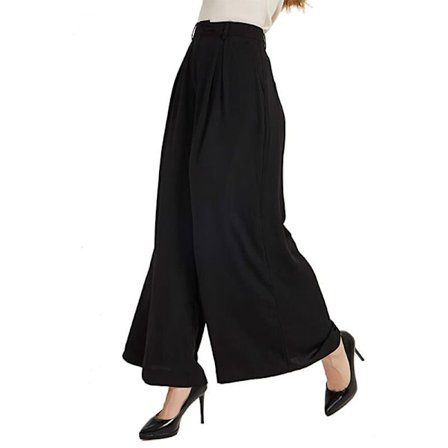 Kvinnor Solida långa byxor med hög midja vid ben