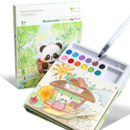 Fargebok med vannfarger for barn 3–8 år | Malebok med vannfarger og pensel | Kreativt håndverkssett for gutter og jenter