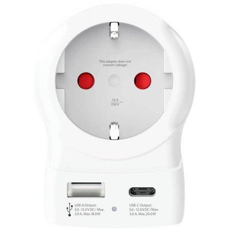 SKROSS Travel adapter EU to USA USB A C - Reseadapter för USA med USB-portar