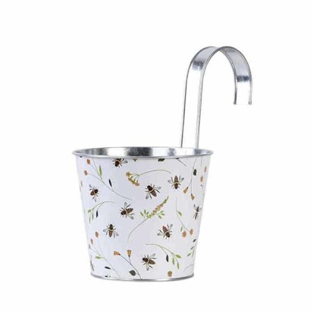 Cache pot design i zink med bin och krok