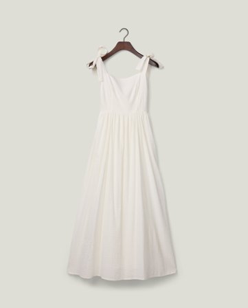 Lexington Bow-strap seersucker summer dress, white